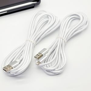 2 Pack Heavy Duty Braided Iphone Lightining USB Cable 10FT- WHITE